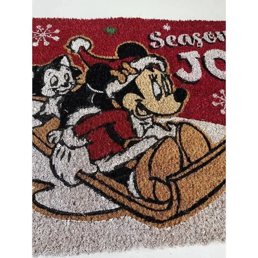 Disney‎ Minnie Mouse Aristocats  Sledding Christmas Season Coir Door Mat 18x28”